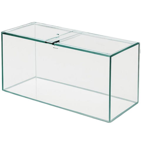 Acuario de vidrio rectangular con tapa